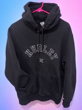 Hurley Black Pullover Hoodie with White Logo